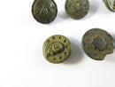 Antique Mixed Button Lot c1880–1910 • Brass & Base Metal • 8 Pieces