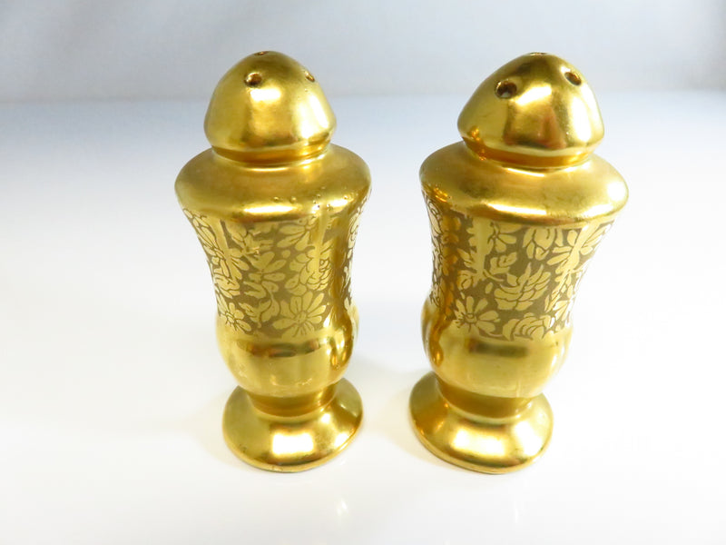 Vintage Gilded Gold Stouffer China Salt & Pepper Shakers