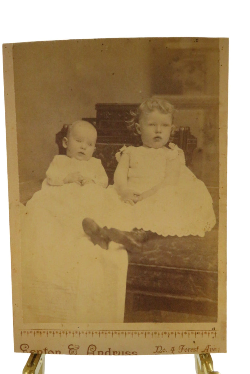 Antique Cabinet Card Little Toddler and Baby Fenton and Andruss Cut Card — front view