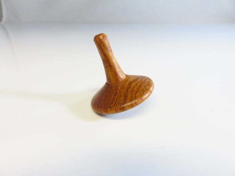 Small Carved Wood Long Stem Spinning Top Toy 1 1/2"