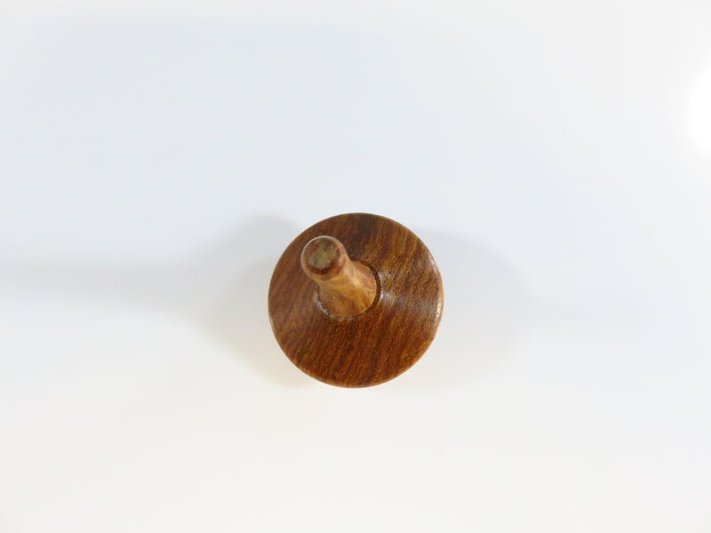 Small Carved Wood Long Stem Spinning Top Toy 1 1/2"