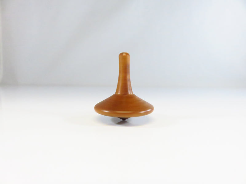 Small Carved Wood Long Stem Spinning Top Toy 1 1/2"