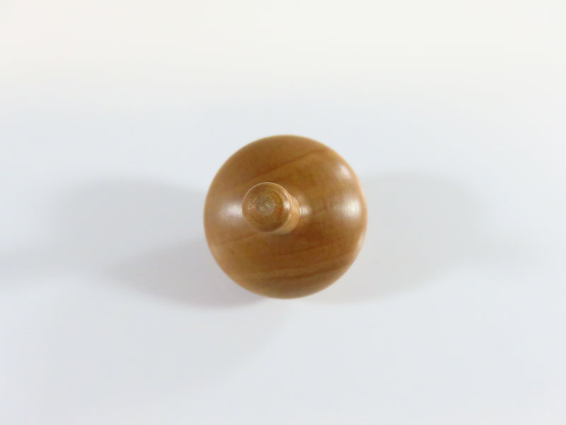 Small Spinning Top Toy Carved Light Grain Wood Short Stem