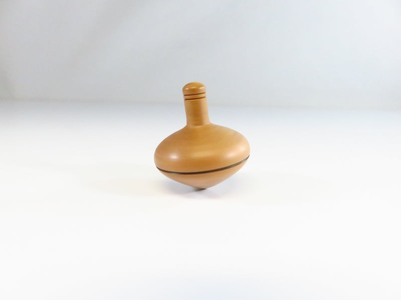 Small Spinning Top Toy Carved Light Grain Wood Short Stem