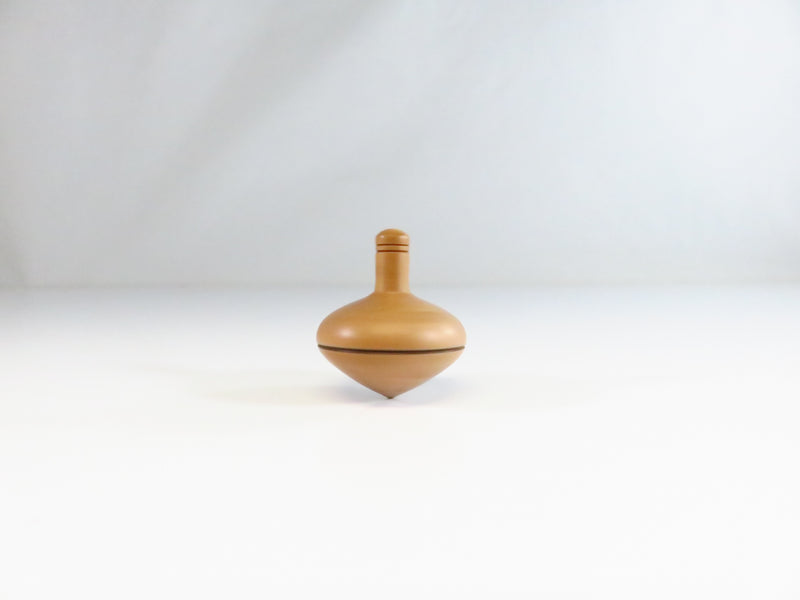 Small Spinning Top Toy Carved Light Grain Wood Short Stem