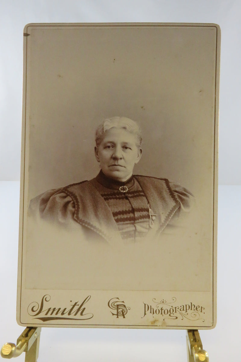 Older Woman Large Shoulders  Antique Cabinet Card Smith Photographer