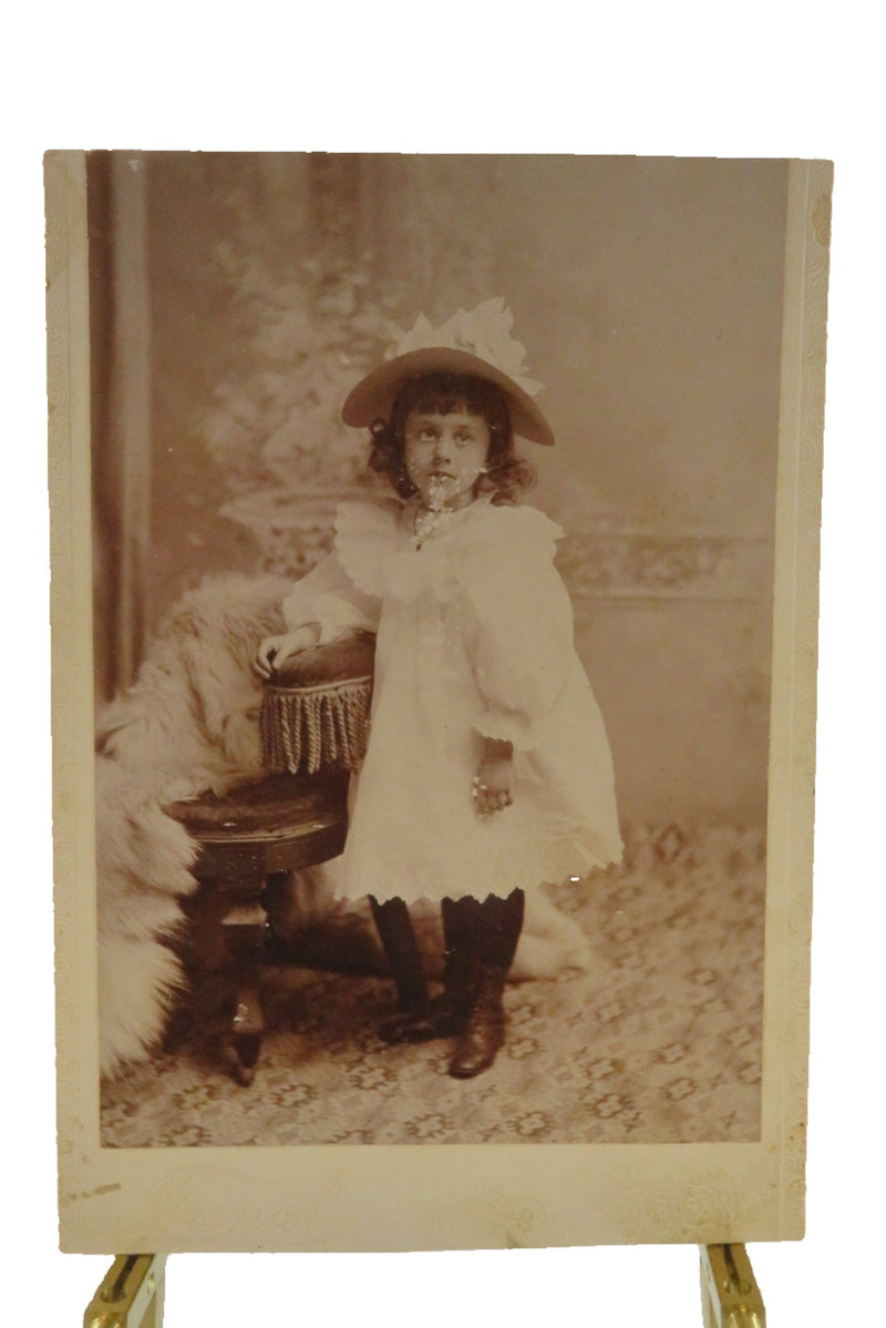 Cute 4 Year Old Lillian Gill Antique Cabinet Card Cut Card French Auburn NY — front view