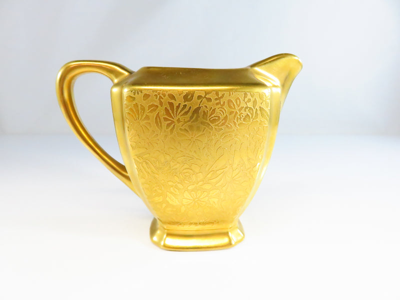 Vintage Wheeling Gold Daisy and Dove Pattern Creamer Bowl 1253