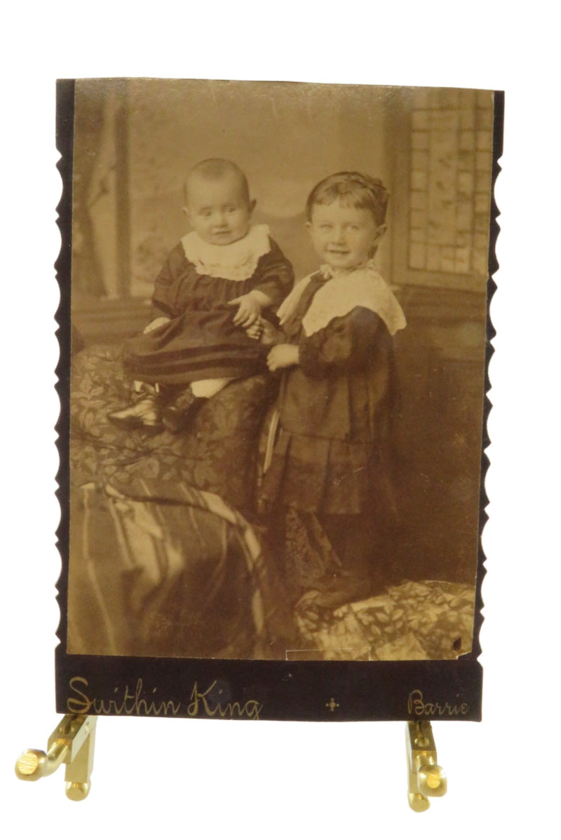 Adorable Little Girl and Baby Antique Cabinet Card Cut Card Swithin King
