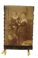 Adorable Little Girl and Baby Antique Cabinet Card Cut Card Swithin King — front view