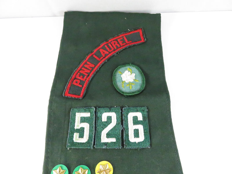 Girl Scout Junior Penn Laurel Sash With Troop Numbers Stars And Brownie Wings 1980s–1990s