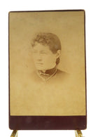 Antique Cabinet Card Woman Facing Right Bar Pin Necklace Deming West Winsted — front view