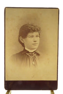 Woman Facing Left Bar Pin Necklace Antique Cabinet Card Deming West Winsted — front view