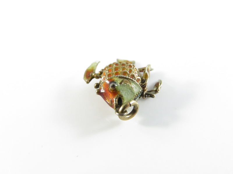 Vintage Wiggly Fish Enameled Articulated Koi Fish Pendant Charm Gilt Metal
