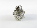 Vintage Sterling Prayer Box Pendant Locket Pierced Floral Design Hinged Lid 925