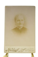 Old Woman Collar Pin Earrings Antique Cabinet Card J.S. Variell Gardiner Maine — front view
