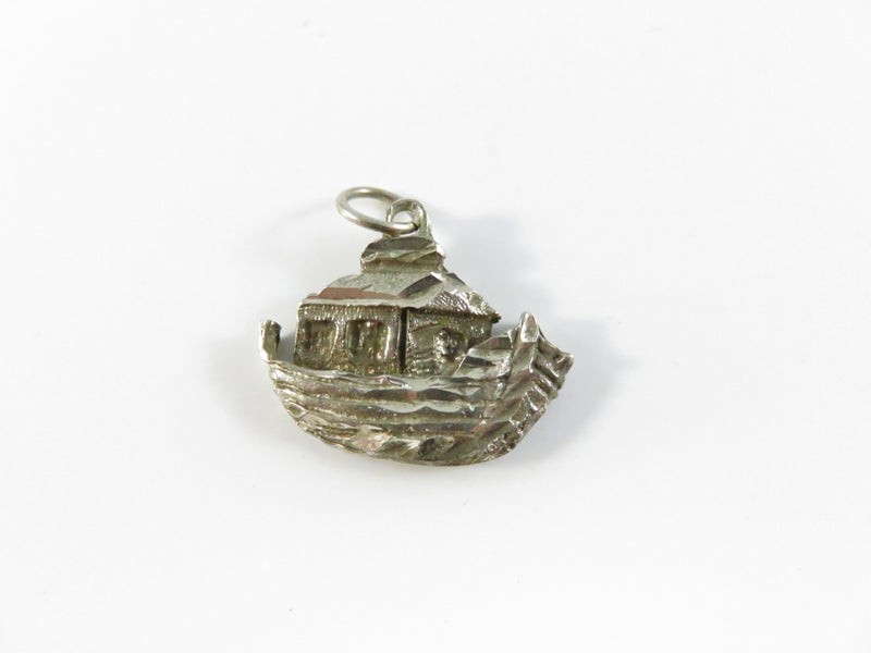 Vintage Sterling Noahs Ark Charm Repousse Etched Design SS 925 Pendant