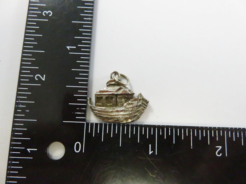 Vintage Sterling Noahs Ark Charm Repousse Etched Design SS 925 Pendant