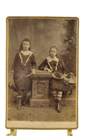 2 Young Girls In Pose Straw Hats Antique Cabinet Card Godfrey Rochester NY product image for Just Stuff I Sell, clear front view, neutral background, original listing photo, optimized descriptive alt text, centered composition