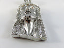 White Ice “Jesus Face” Pendant – 925 Sterling Silver Rhodium Plated, Hip-Hop Iced Out 3⅛″