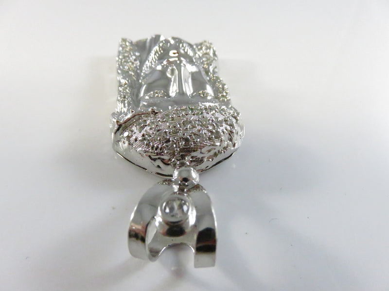 White Ice “Jesus Face” Pendant – 925 Sterling Silver Rhodium Plated, Hip-Hop Iced Out 3⅛″