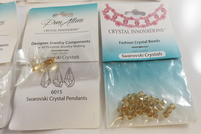 Grouping of Golden Crystal Innovations Swarovski Crystals Fashion Beads New Old Stock