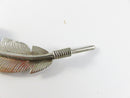 Sterling Feather Form Native American Turquoise Accent Brooch Pin, 10.8 g Mid-Century