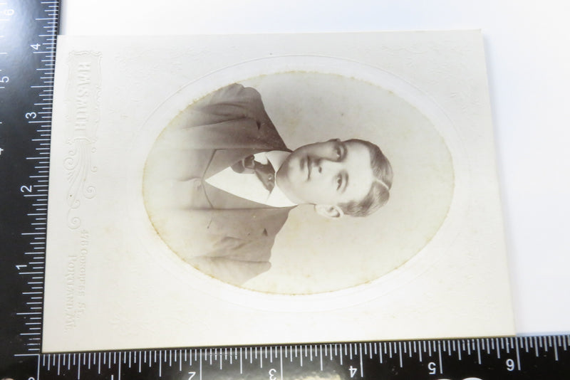 Oval Image Young Man in Tie Antique Cabinet Style Card H.M. Smith Portland Maine