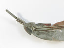 Sterling Feather Form Native American Turquoise Accent Brooch Pin, 10.8 g Mid-Century