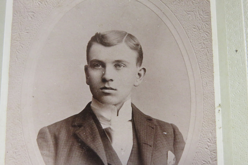 Small Oval Image Cute Young Man Antique Cabinet Style Card Philbriek Biddeford M