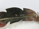 Sterling Feather Form Native American Turquoise Accent Brooch Pin, 10.8 g Mid-Century
