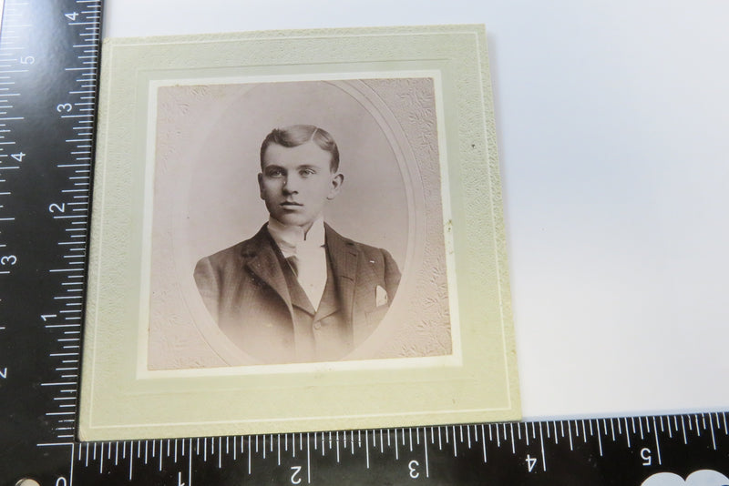Small Oval Image Cute Young Man Antique Cabinet Style Card Philbriek Biddeford M