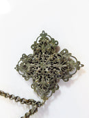 Antique White Metal 28" Necklace Rolo Chain With Pierced Metal Pendant product image for Just Stuff I Sell, clear front view, neutral background, original listing photo, optimized descriptive alt text, centered composition variant 8