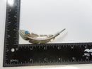 Sterling Feather Form Native American Turquoise Accent Brooch Pin, 10.8 g Mid-Century