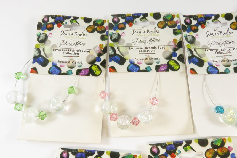 Grouping of Paula Radke Dichroic Glass And Swarovski Crystals Pure Allure New Old Stock