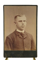 Young Man Mustache Antique Cabinet Card Gardner and Philbrick Biddeford Maine — front view
