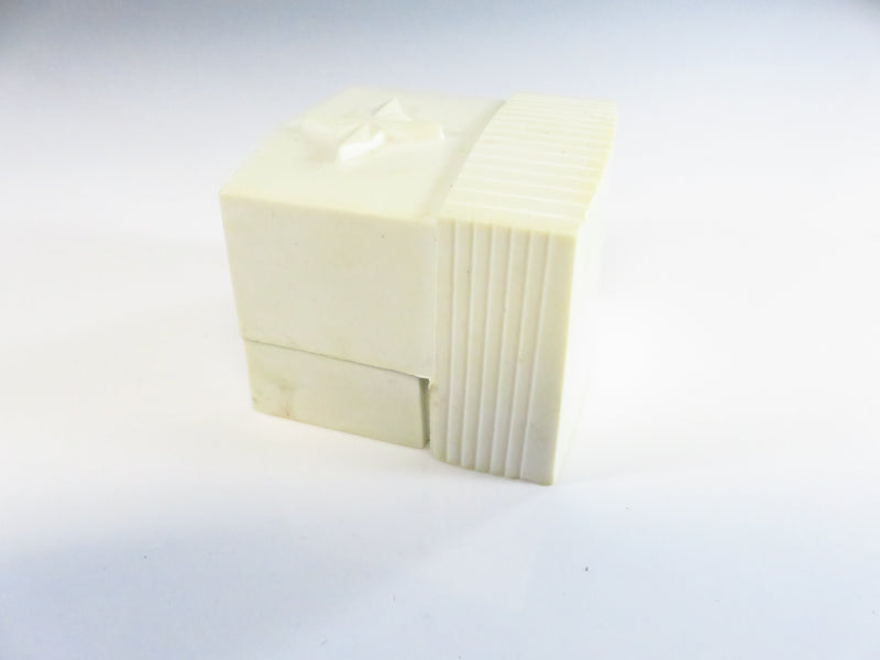 Vintage White Plastic Ring Box With Tired Foam Insert