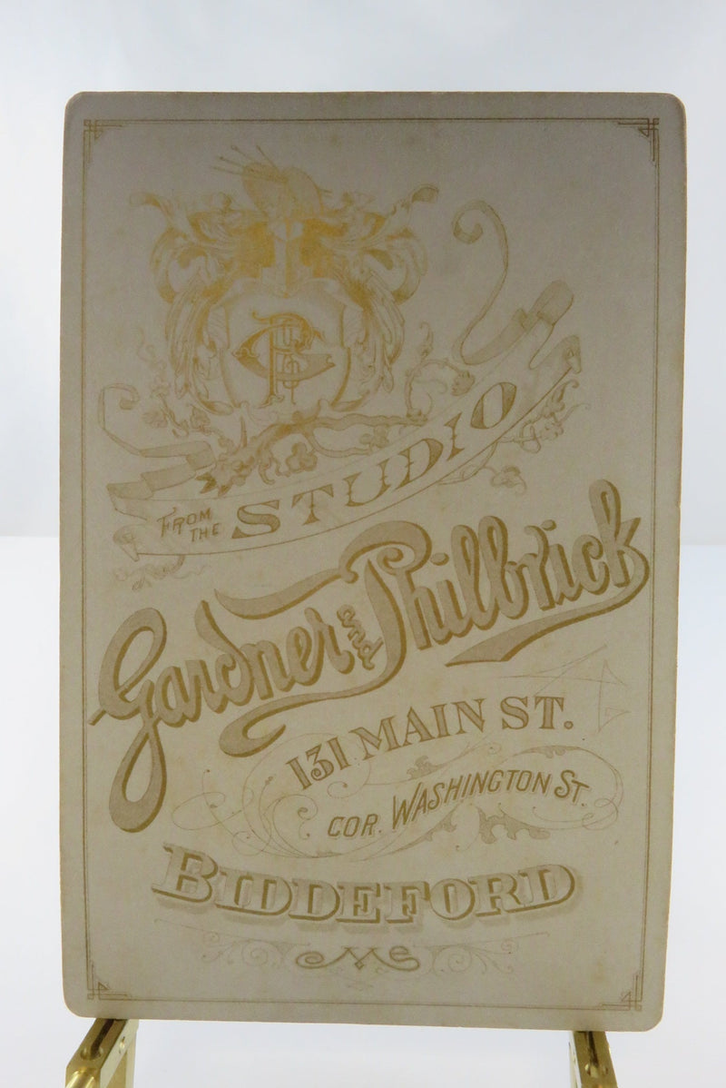 Young Man Mustache Antique Cabinet Card Gardner and Philbrick Biddeford Maine product image for Just Stuff I Sell, clear front view, neutral background, original listing photo, optimized descriptive alt text, centered composition variant 3