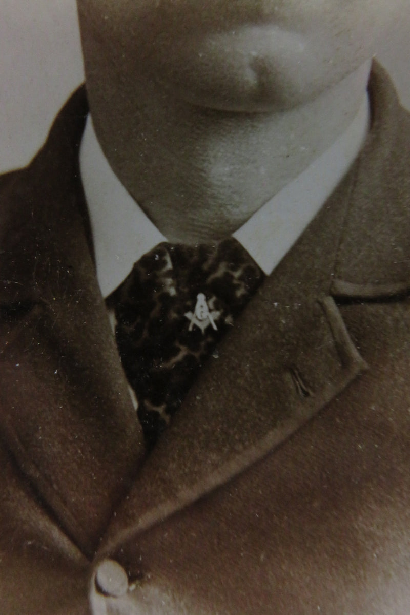 Freemason Man Wear Pin Tie Suite Antique Cabinet Card Philbrick Biddeford Maine