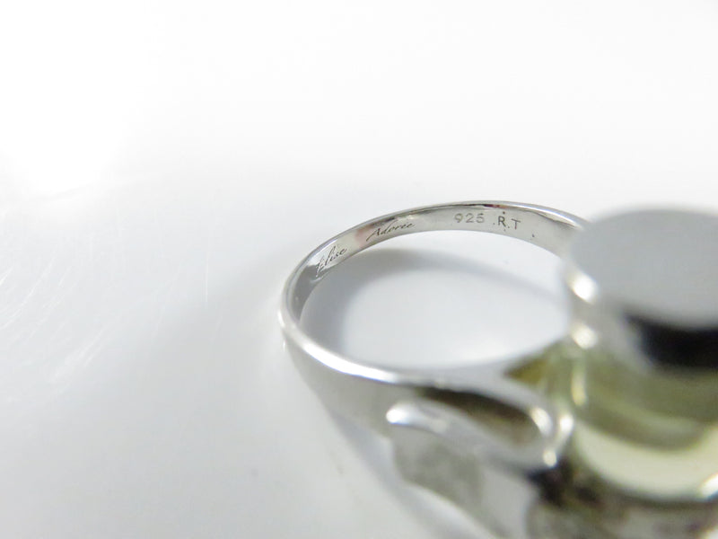 Sterling Silver Elise Adoree Quartz Tube Ring With Diamond Accents 925 RT Size 6.75 Repair Piece