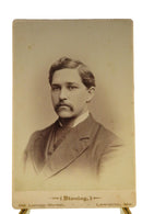 Young Man Big Stache Antique Cabinet Card Stanley Lewiston Maine — front view