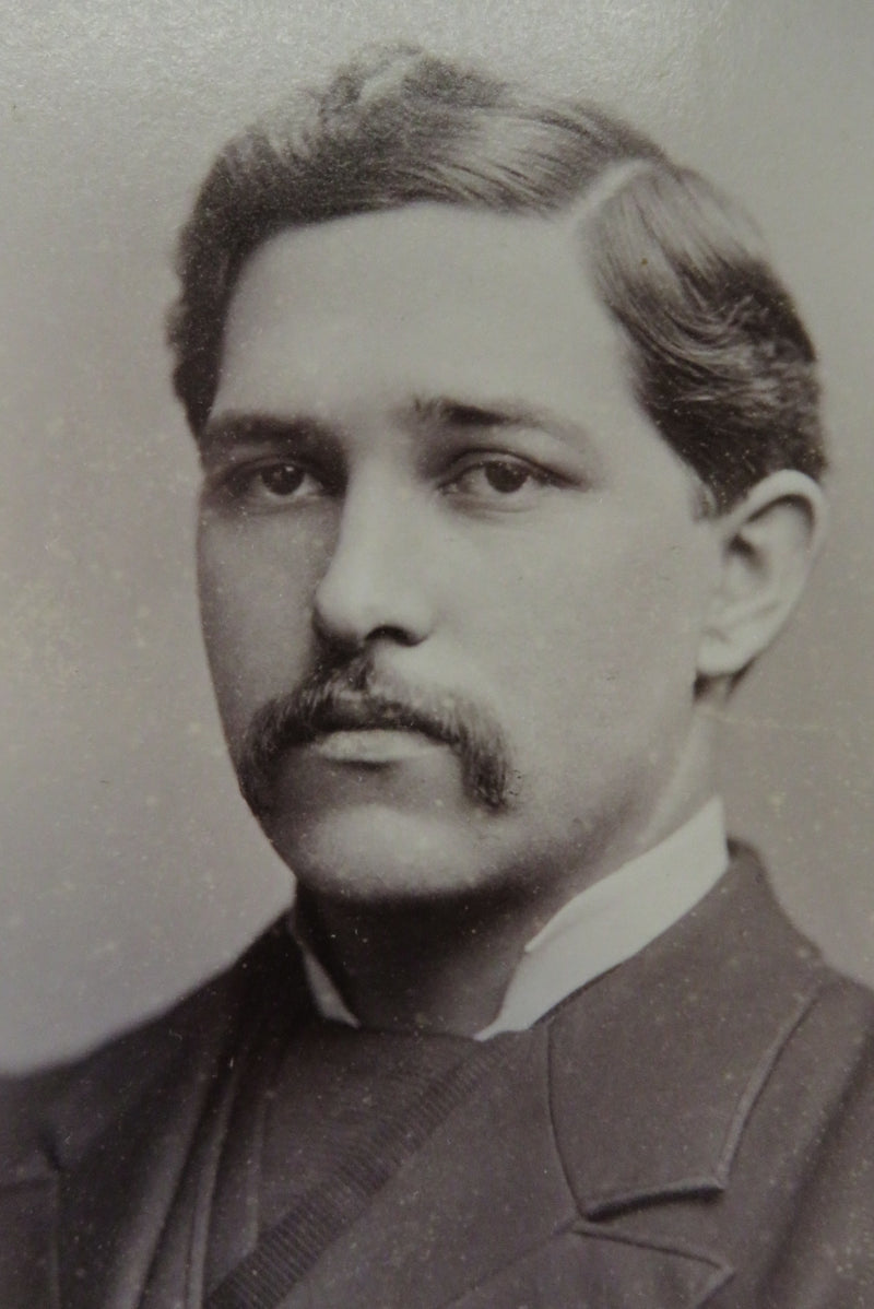 Young Man Big Stache Antique Cabinet Card Stanley Lewiston Maine