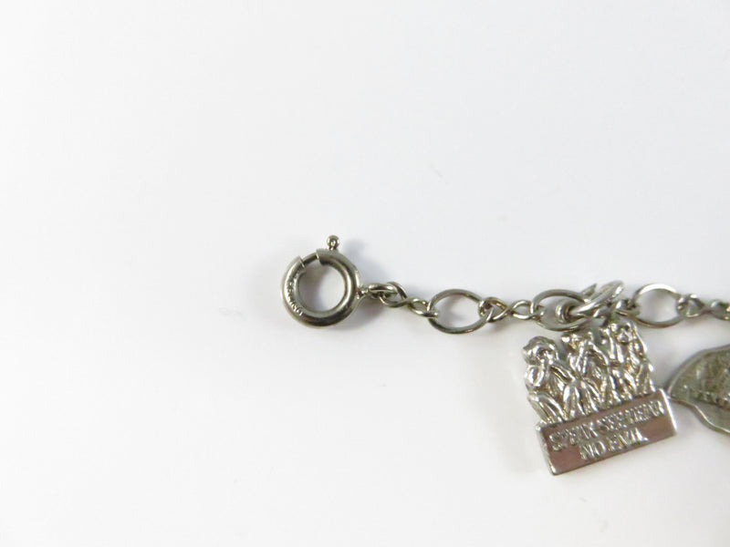 Vintage Sterling Silver Charm Bracelet with Mixed Charms 6.75 Inches