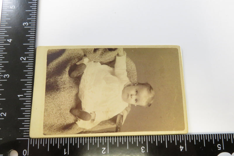 Antique CDV Little Baby Unnamed Sitter Hibbard, Burlington VT 4 1/8" x 2 1/2"