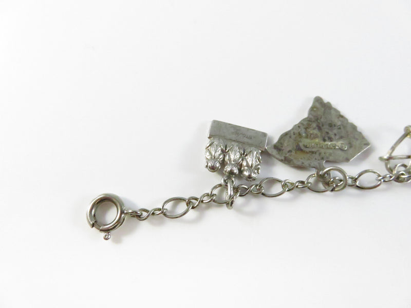 Vintage Sterling Silver Charm Bracelet with Mixed Charms 6.75 Inches