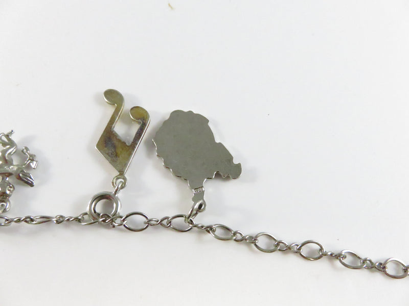 Vintage Sterling Silver Charm Bracelet with Mixed Charms 6.75 Inches