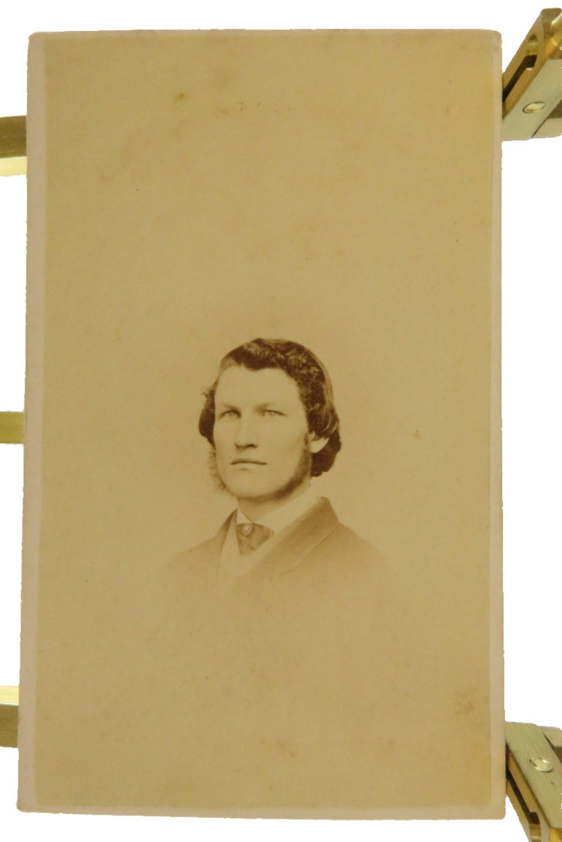 Antique CDV Young Man Partial Beard Unnamed Sitter 4 1/8" x 2 1/2" — front view