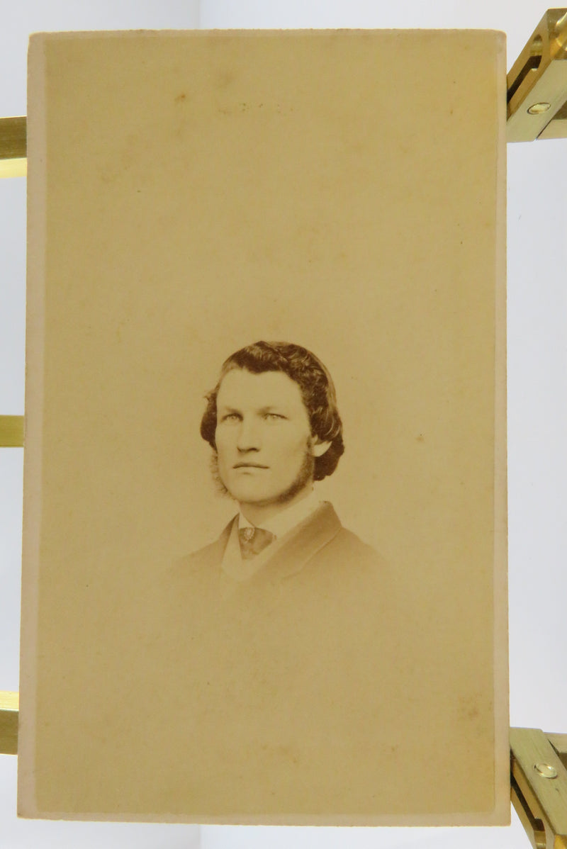 Antique CDV Young Man Partial Beard Unnamed Sitter 4 1/8" x 2 1/2"