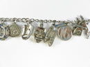 Vintage Mixed Metal Charm Bracelet with Sterling JMF Pieces Sweet 16 Enamel Masks Greyhound 7 Inch