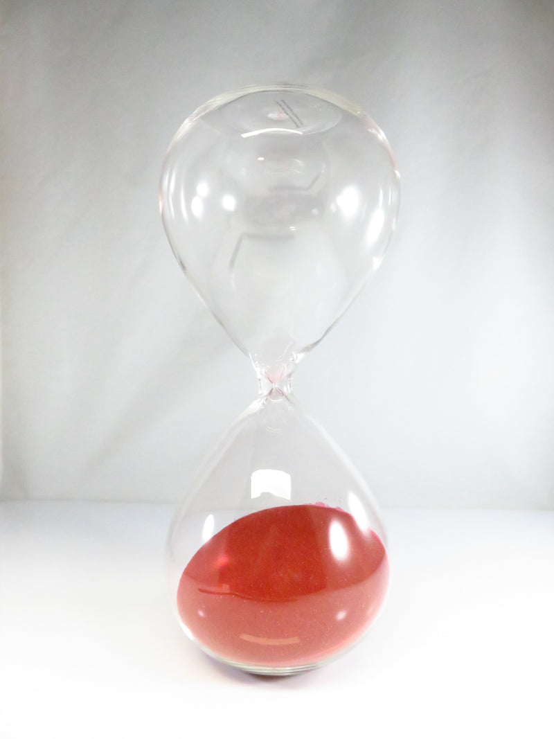 10" Glass Hourglass Decorative Functional Red Sand Timer Pre-owned